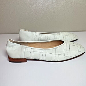 Frye Ballet Flats Shoes Claire Woven Soft Leather White 8.5 M FR40328-WHFT